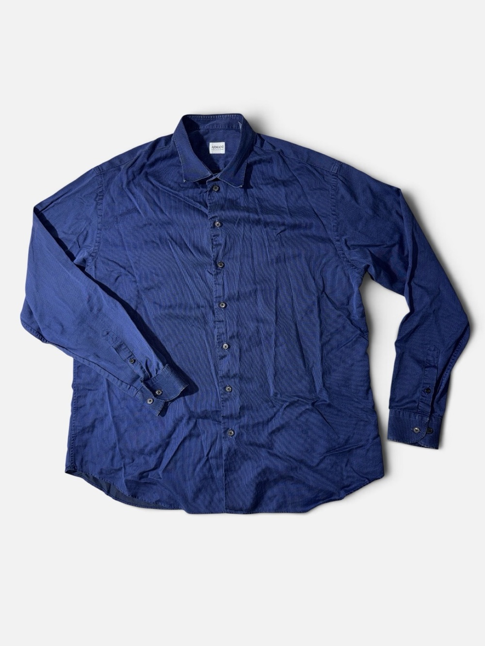 Armani Collezioni mens 2XL XXL blue stripe cotton button up shirt